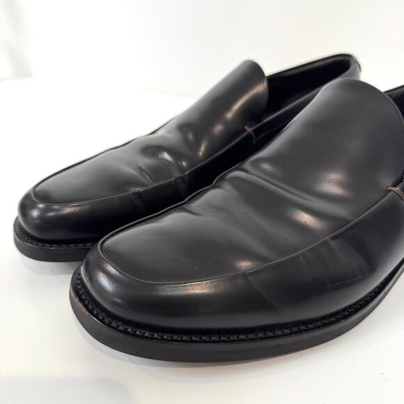 PRADA Black Leather Rubber Sole Loafer 10 Slip On Patent Sneaker Dress Shoe main image 3